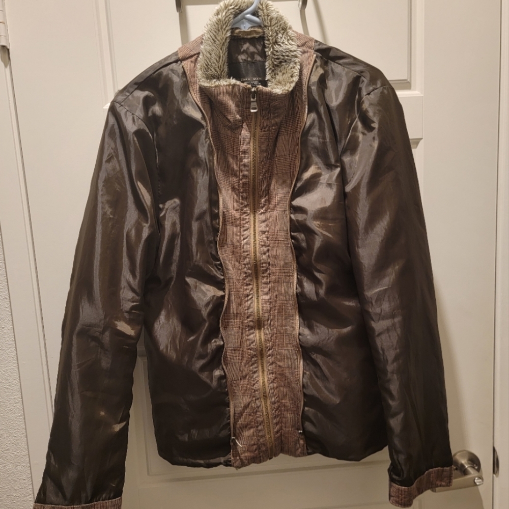 Zara Man Men's Large Jacket with Faux Fur
